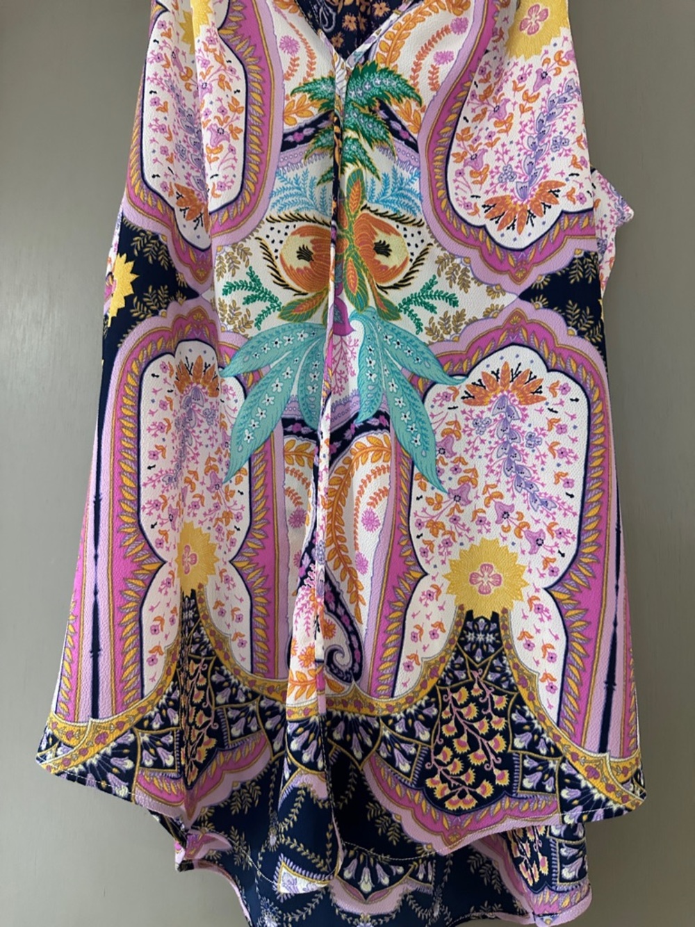 Rose & Olive Paisley Tank Top Pink Multi Sleeveless Boho Blouse - Picture 4 of 8